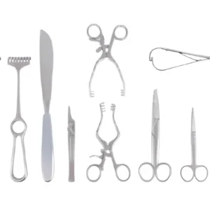 Surgical Instruments With Different Scalpels Scissors And Spreader